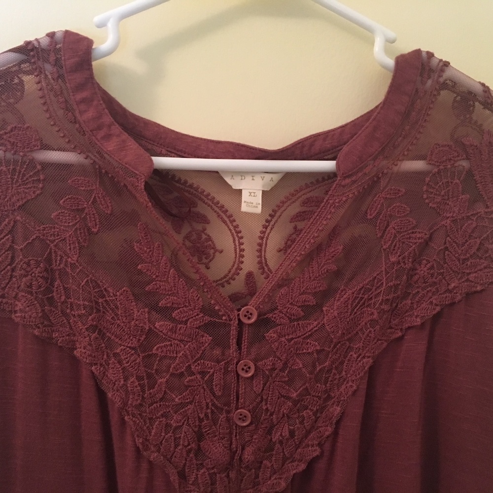 Dusty Rose Lace Yoke Top